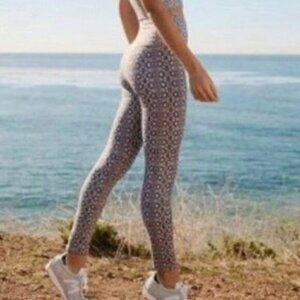 Daily Practice Compression Leggings Yoga Blue/Grey Geometric High-Waist XS NEW